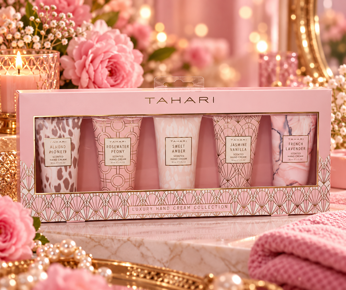 Coffret Cadeau TAHARI – 5 Crèmes pour les Mains Parfumées – Collection Luxe