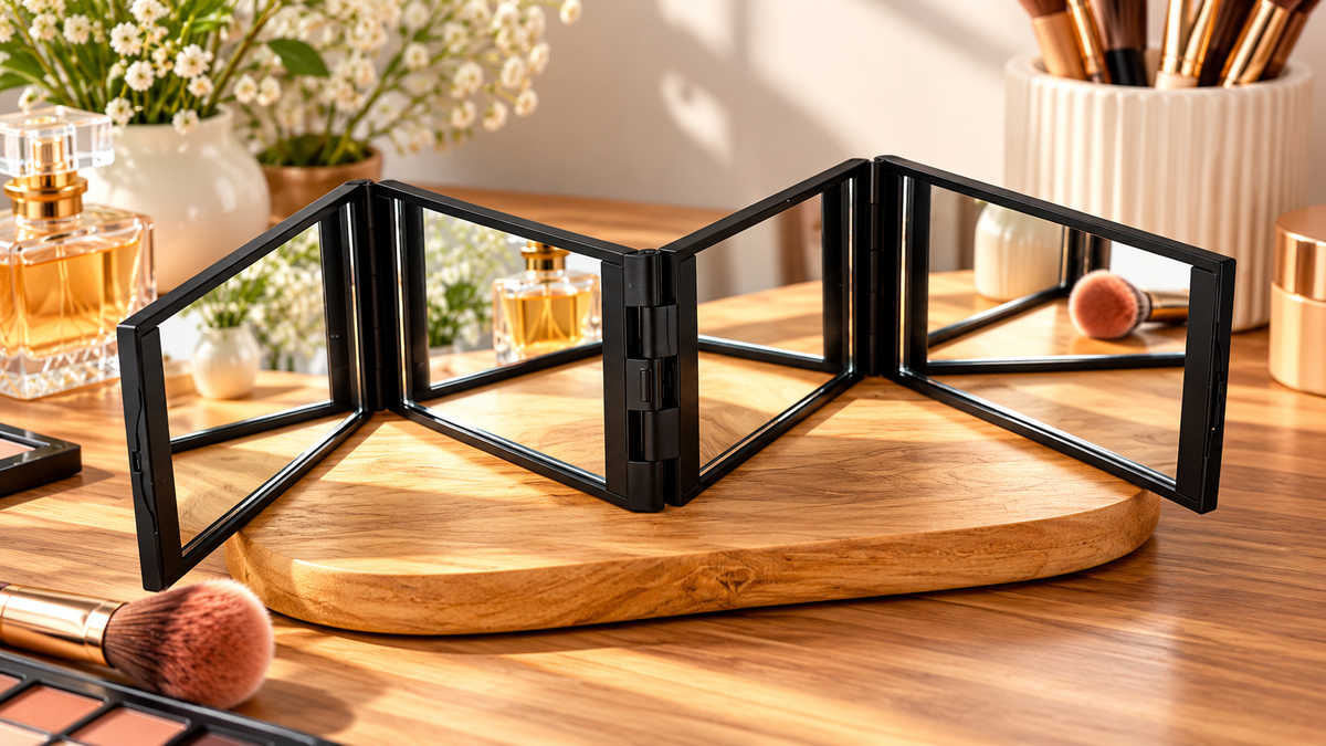 Miroir de Maquillage Pliable 4 Volets / Vue 360°