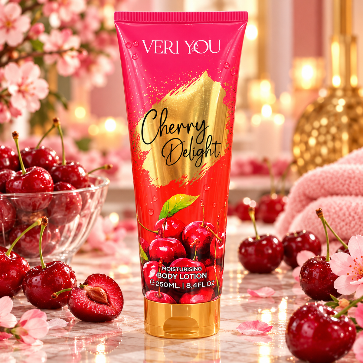 Lait Corporel Hydratant Cherry Delight – Veri You – Cerise – 250 ml