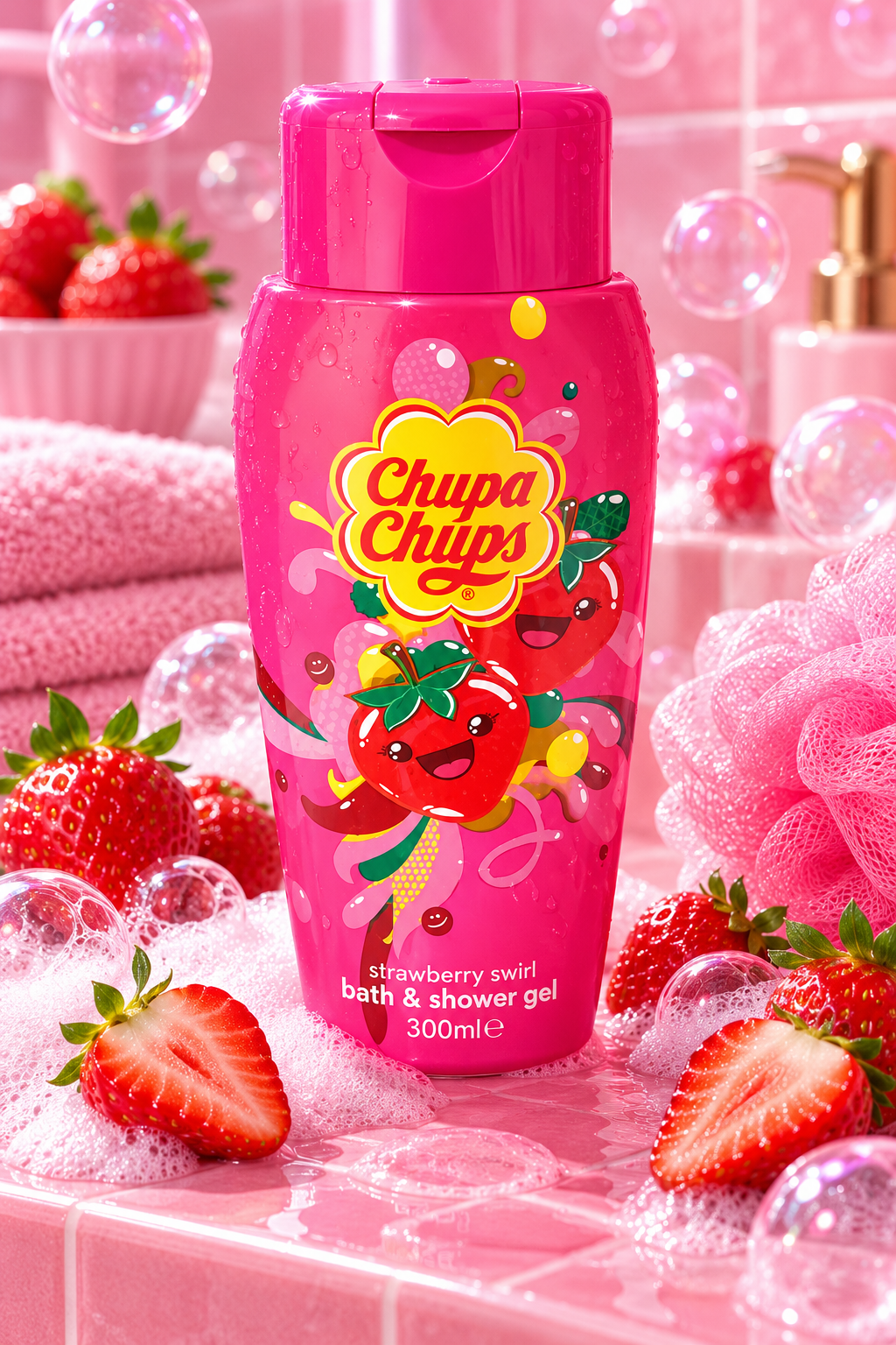 Gel Douche & Bain Chupa Chups Strawberry Swirl – Fraise – 300 ml